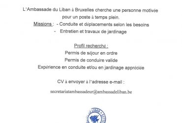 Job opportunity at the Lebanese Embassy in Brussels